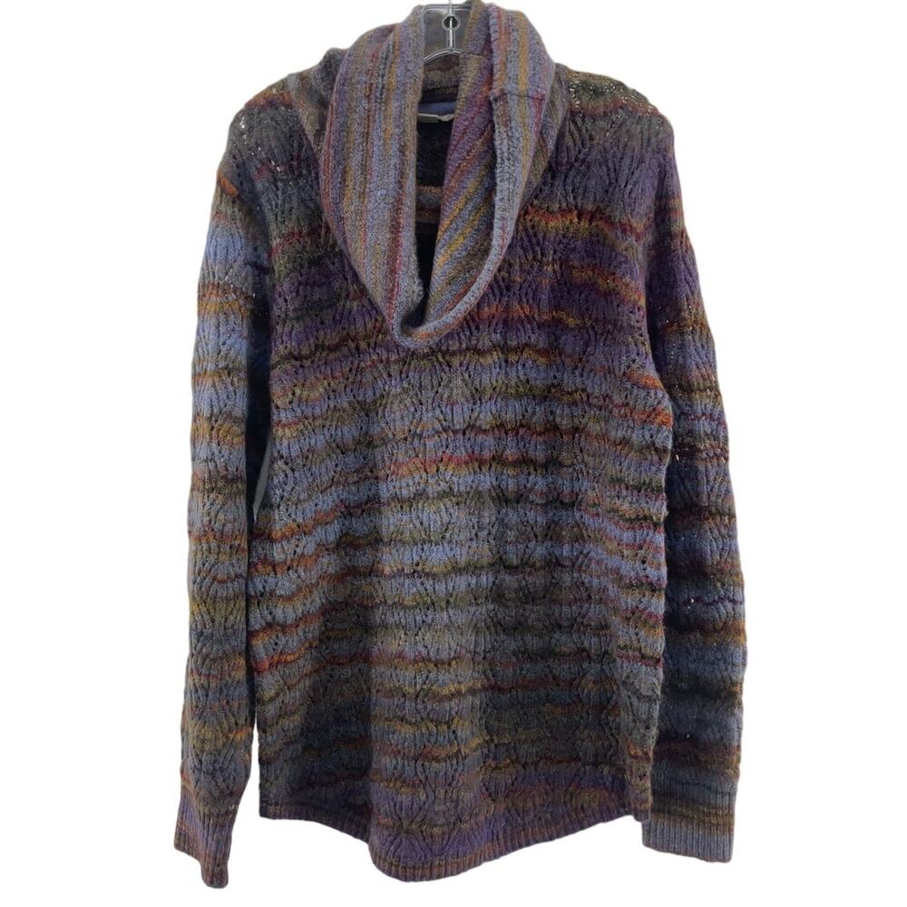 Royal Robbins Multicolor Shawl Collar Cable Knit Sweater